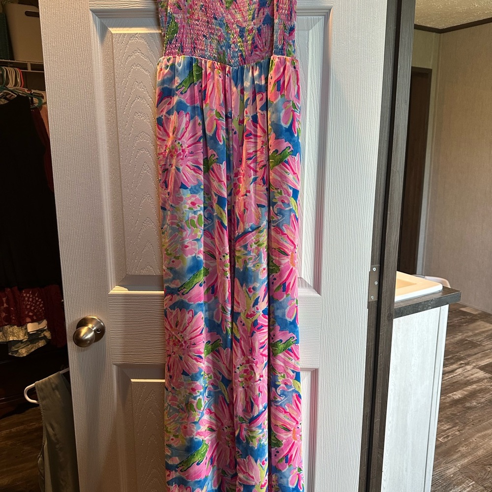 Lily Pulitzer Floral Romper in Pink and Blue